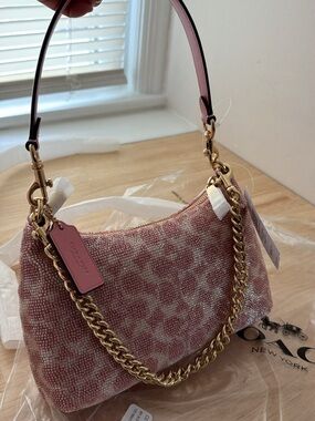 Coach Embellished TERI BEADED Pink Shoulder Bag